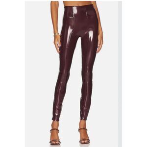 Spanx Faux Patent Leather Leggings Women's Size Petite Medium Ruby NWT $70